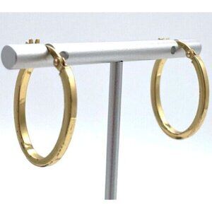 10K‎ Vermeil Hoop Earrings Elongated Mark JCM 925 Minimalist Gold over Silver